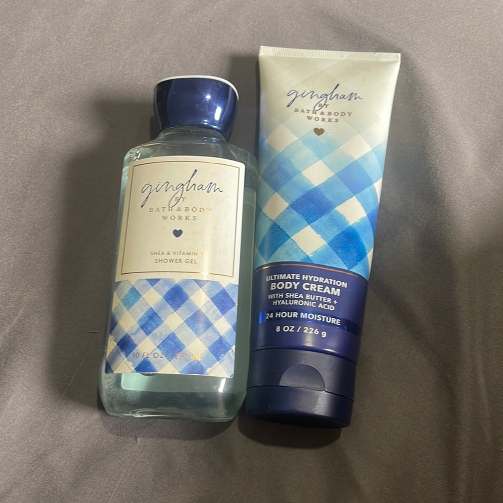 New and never used bath and body works gingham shower gel and body cream